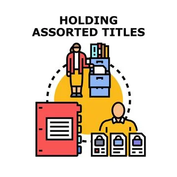 Holding assorted titles concept vector illustration process Stock Illustration
