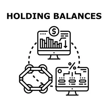 Holding balances concept with financial data on screens Stock Illustration