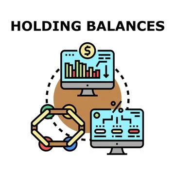 Holding balances concept with financial data on screens Stock Illustration