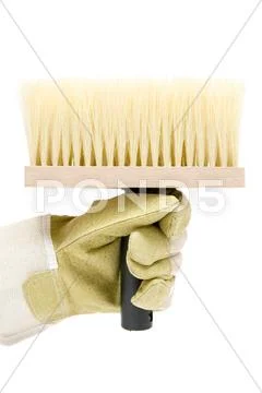 Holding a Big Brush Isolated on a White Background Stock Photos