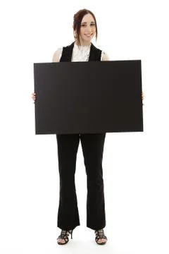 Holding a board Stock-Fotos