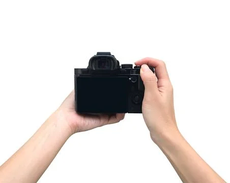 Holding camera with isolated background Stock Photos