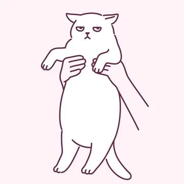 Holding up cat cute drawing Stock Illustration