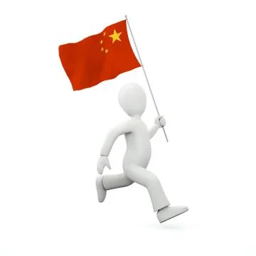 Holding a chinese flag Illustrazione stock