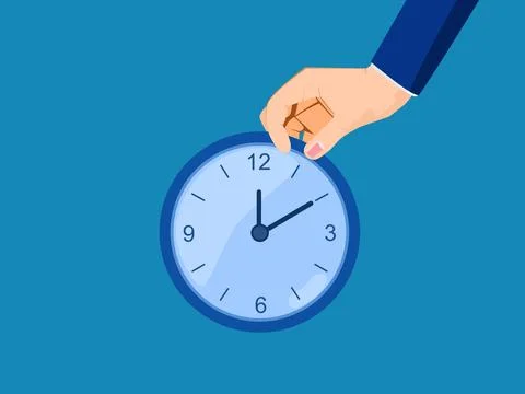 Holding clock. timer countdown, time management Stock-Illustration