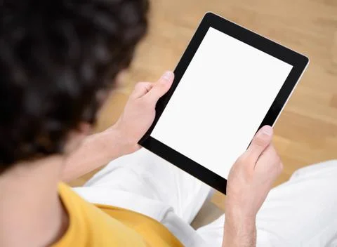 Holding digital tablet with blank screen Stock Photos