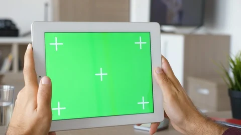 Holding a digital tablet PC in hands in horizontal mode Stock-Footage 95677826