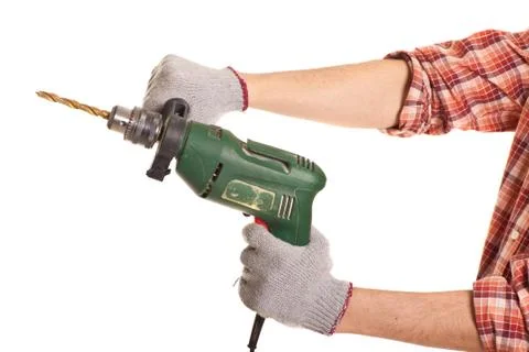 Holding drill on hands Stock Photos