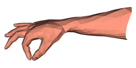 Holding element in low poly hand Illustrazione stock