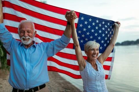 Holding the flag with pride Foto stock