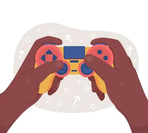 Holding gamepad 2D vector isolated illustration Stockillustratie