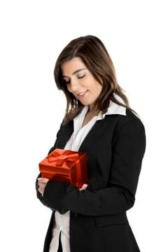 Holding a gift Stock Photos