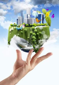 Holding a glowing earth globe Stock Illustration