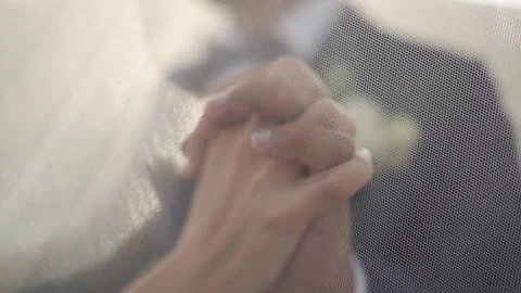 Holding Hands inside the veil HLG Slow Motion Stock Footage 246851225
