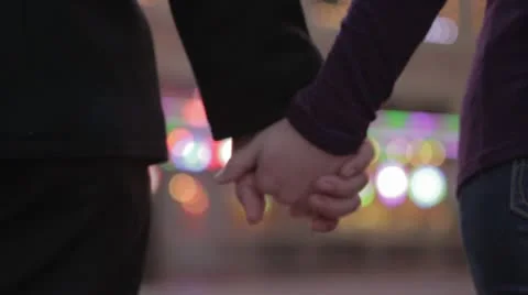 Holding Hands at Night Stock Footage 10772716