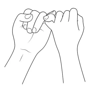 Holding hands outline. vector illustration doodles hand drawn. Stock Illustration