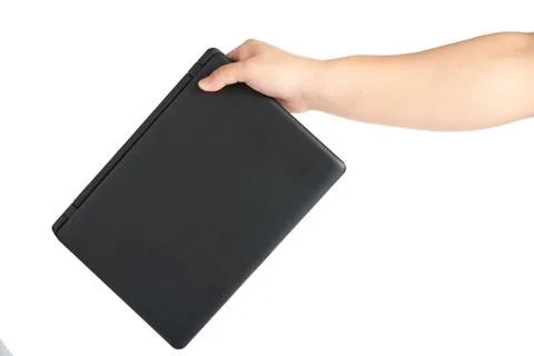 Holding a laptop computer Stock Photos