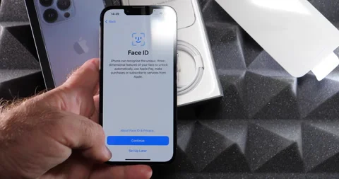 Holding latest Apple Computers iPhone 13 Pro during launch day after unboxing on Stock-Footage 162163936