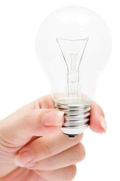 Holding a Light Bulb Isolated on a White Background Stock Photos