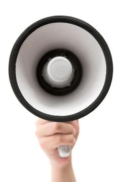 Holding a Megaphone Isolated on a White Background Stock Photos