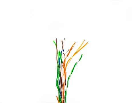 Holding messy colored Copper wire on isolated white background Stock Photos