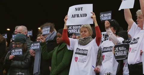 Holding Not afraid banner Stock Footage 46013788