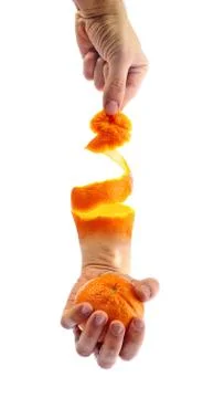 Holding the orange Stock Photos