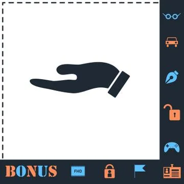 Holding palm icon flat Stock Illustration