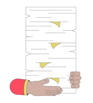 Holding paperwork pile linear cartoon character hands illustration 库存插图