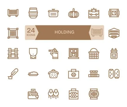 Holding Premium Vector Bundle with 24 64x64 Editable Bold Line Icons Stock Illustration
