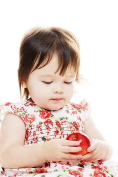 Holding red apple Stock Photos