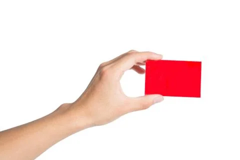 Holding a red card 스톡 사진