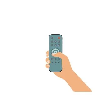 Holding remote control for electronics with hand changing channels using mo.. Stock Illustration