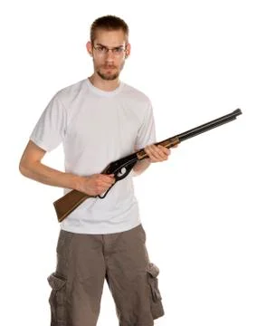 Holding rifle Foto stock