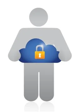 Holding a secure cloud. illustration design 스톡 일러스트