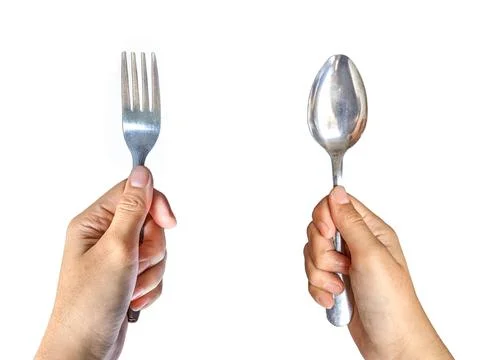 Holding Spoon and Fork Stock Photos