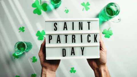 Holding St. Patrick's Day Sign Stock Footage 233490407