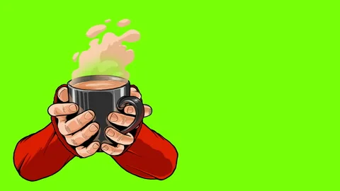 Holding Steaming Coffee 2D Cartoon Animation Stock Footage 294036847