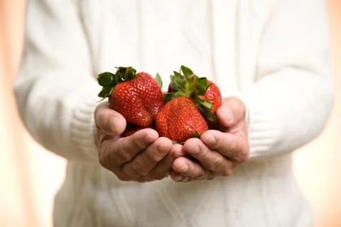 Holding strawberries Stock Photos