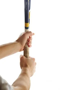 Holding tennis racket Stock Photos