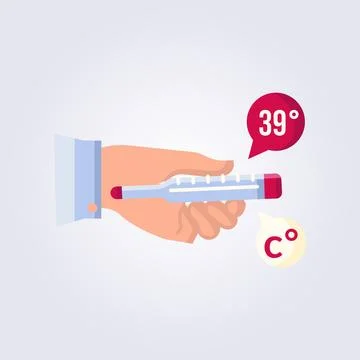 Holding Thermometer vector illustration design, hand hold Thermometer icon .. Stock Illustration