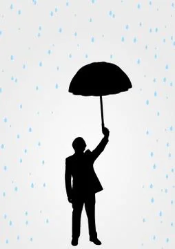 Holding Umbrella in the rain Stock Illustration