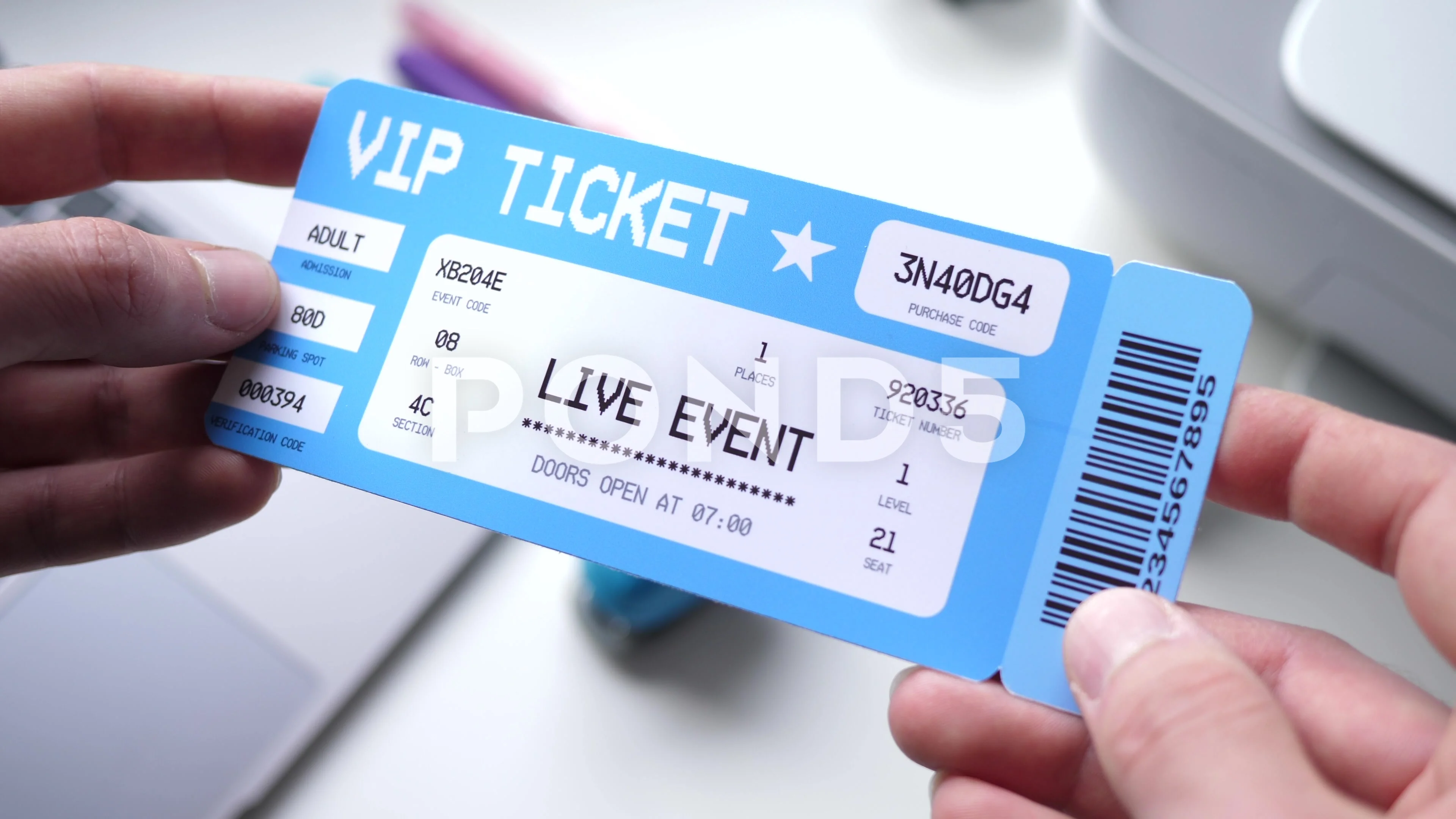 Holding a VIP Ticket for a Live Event in Hands