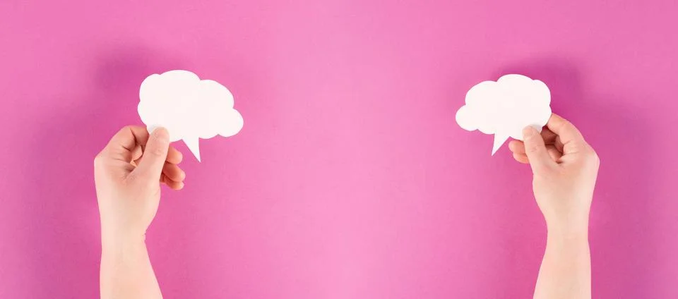Holding a white cloud in the hand, empty copy space for text, colored 스톡 사진