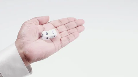 Holds White Dice Five And Five Fifty Five 55 Stock Footage 248742065