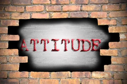 Hole at the brick wall with attitude caption inside Stock Illustration