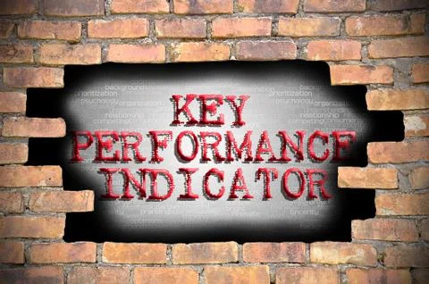 Hole at the brick wall with key performance indicator caption inside Stockillustratie