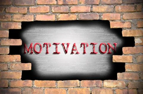 Hole at the brick wall with motivation caption inside 库存插图