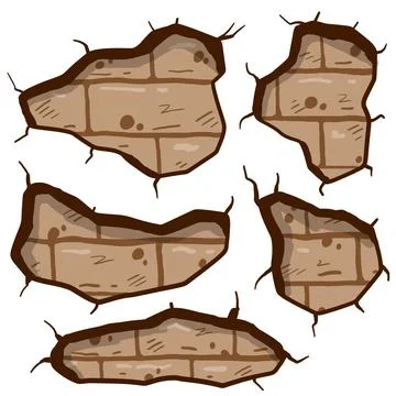 Hole in brick wall of red bricks Stock Illustration