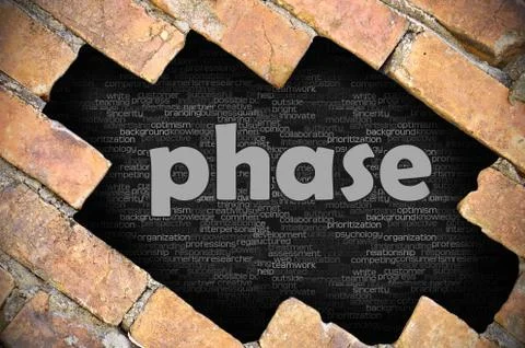 Hole in the brick wall with word phase Foto stock